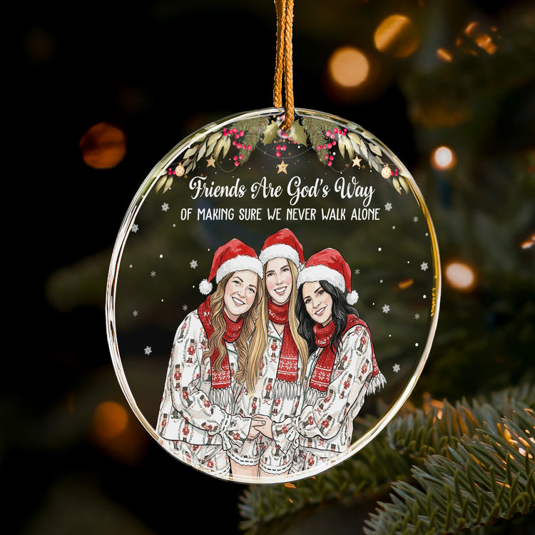 We Never Walk Alone Custom Photo Watercolor Besties Gift - Personalized Ornament 5