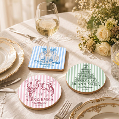 Wedding Decorations & Favors Custom Couple's Names New Version - Personalized Coasters