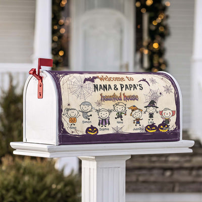 Welcome To Grandma & Grandpa's Haunted House - Personalized Mailbox Cover