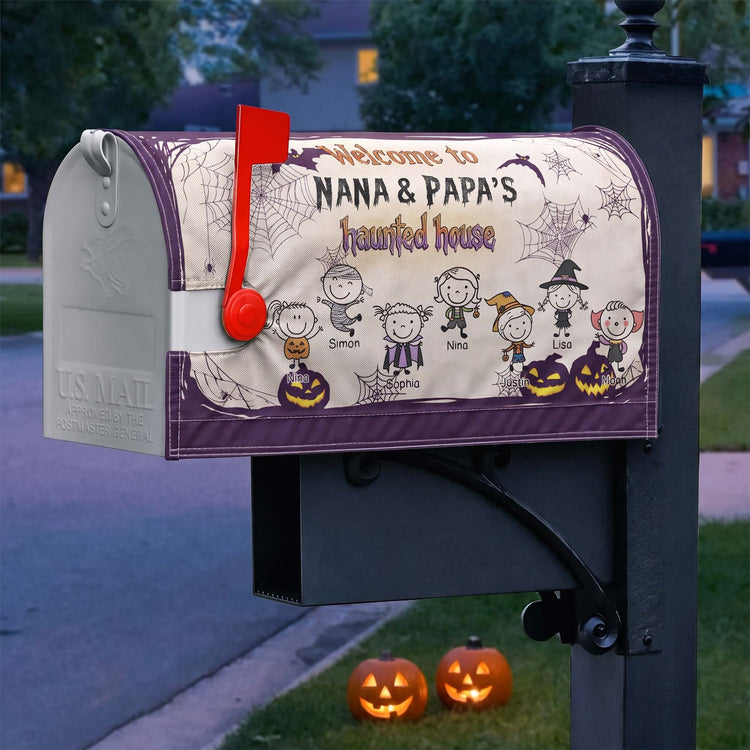 Welcome To Grandma & Grandpa'S Haunted House - Personalized Mailbox Cover 2