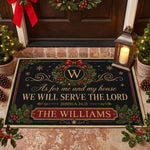 We'll Serve The Lord Christmas Gift For Mom, Dad, Family - Personalized Doormat 1