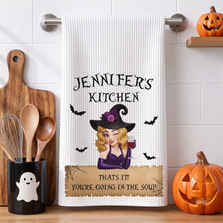 Wickedly Delicious Witch Kitchen Stirring Up Some Magic - Personalized Kitchen Towel 1