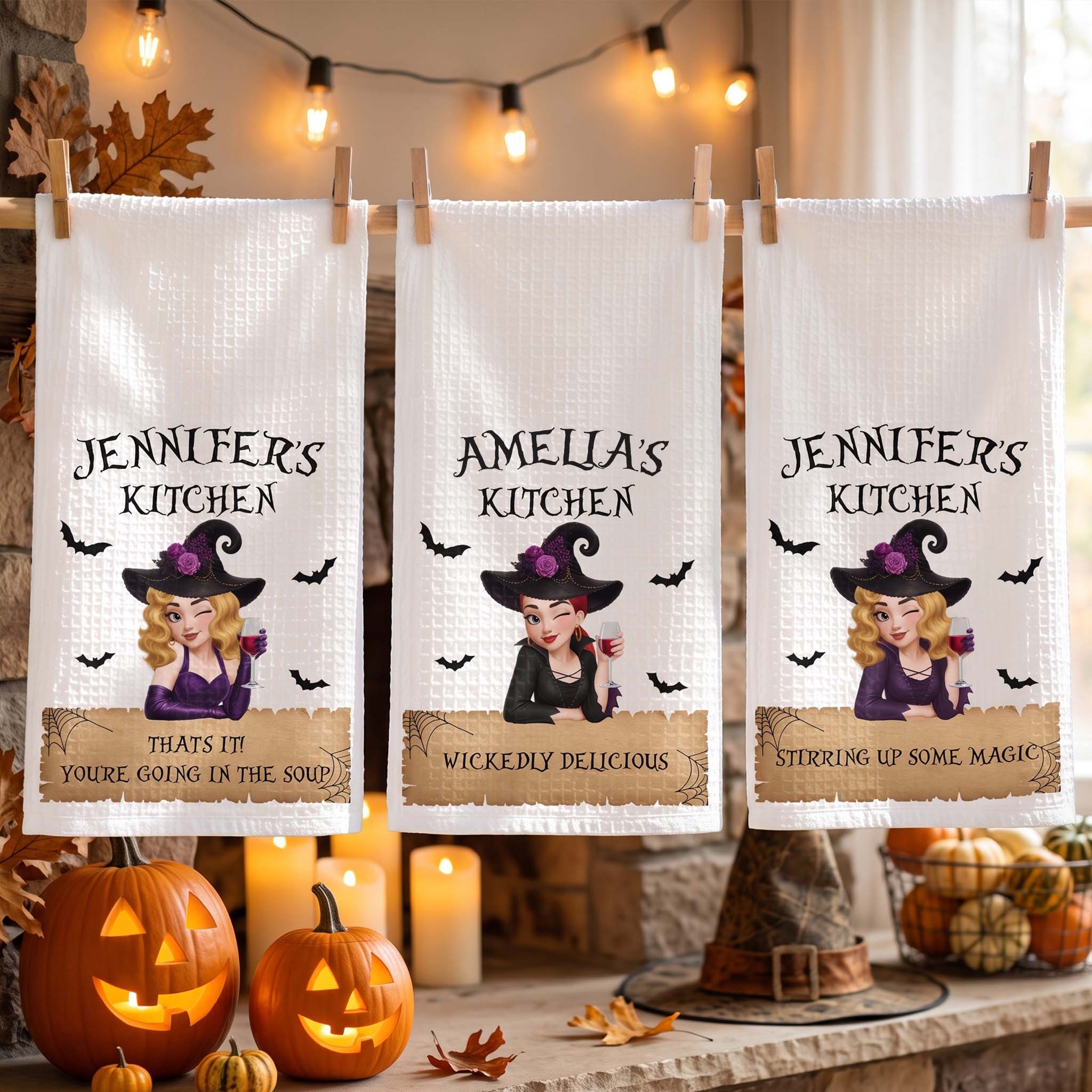 Wickedly Delicious Witch Kitchen Stirring Up Some Magic - Personalized Kitchen Towel 2