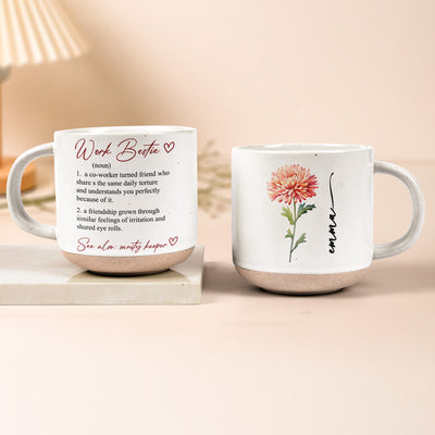 Work Bestie - Gifts For Coworkers, Customize With Name And Birth Flower - Personalized Mug