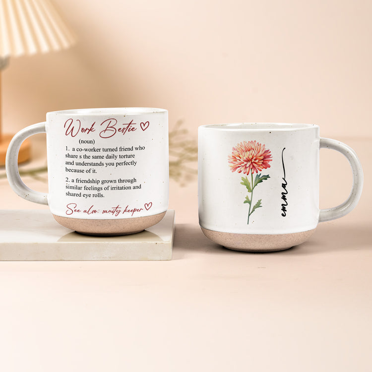 Work Bestie - Gifts For Coworkers, Customize With Name And Birth Flower - Personalized Mug 1