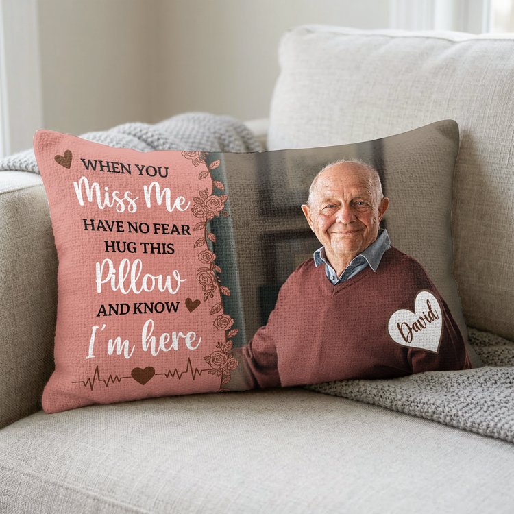 Woven Pillow Hug This Pillow And Know I'm Here - Personalized Pillow Cover 3
