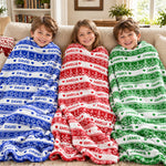 Xmas Gift, Custom Name, Fair Isle Knit Pattern - Personalized Blanket 1