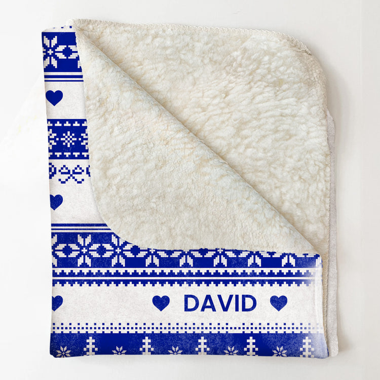 Xmas Gift, Custom Name, Fair Isle Knit Pattern - Personalized Blanket 4