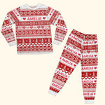 Xmas Gift, Custom Name, Fair Isle Knit Pattern - Personalized Pajamas 2