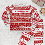 Xmas Gift, Custom Name, Fair Isle Knit Pattern - Personalized Pajamas 5