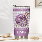 Yarnaholic, Custom Birth Flower & Name - Gift For Yarn Lover, Knitting Lover, Crochet Lover - Personalized Tumbler 1