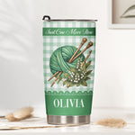 Yarnaholic, Custom Birth Flower & Name - Gift For Yarn Lover, Knitting Lover, Crochet Lover - Personalized Tumbler 2