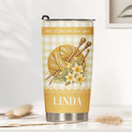 Yarnaholic, Custom Birth Flower & Name - Gift For Yarn Lover, Knitting Lover, Crochet Lover - Personalized Tumbler 3