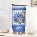 Yarnaholic, Custom Birth Flower & Name - Gift For Yarn Lover, Knitting Lover, Crochet Lover - Personalized Tumbler 4