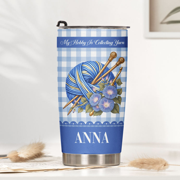 Yarnaholic, Custom Birth Flower & Name - Gift For Yarn Lover, Knitting Lover, Crochet Lover - Personalized Tumbler 4