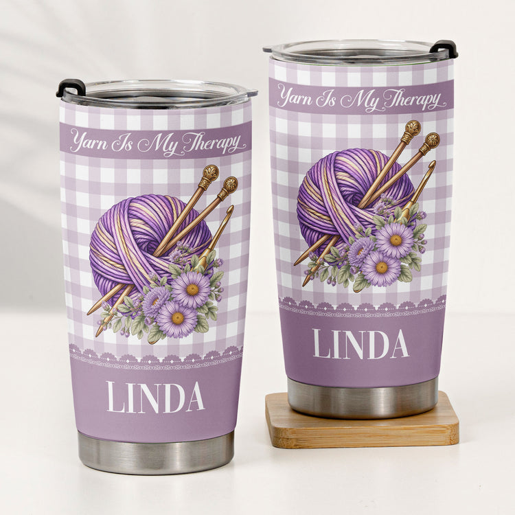 Yarnaholic, Custom Birth Flower & Name - Gift For Yarn Lover, Knitting Lover, Crochet Lover - Personalized Tumbler 5