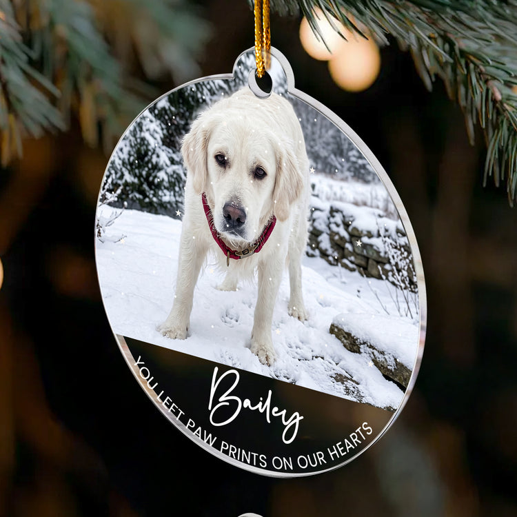 You Left Paw Prints On Our Hearts Custom Photo Pet Loss Christmas Gifts - Personalized Ornament 4