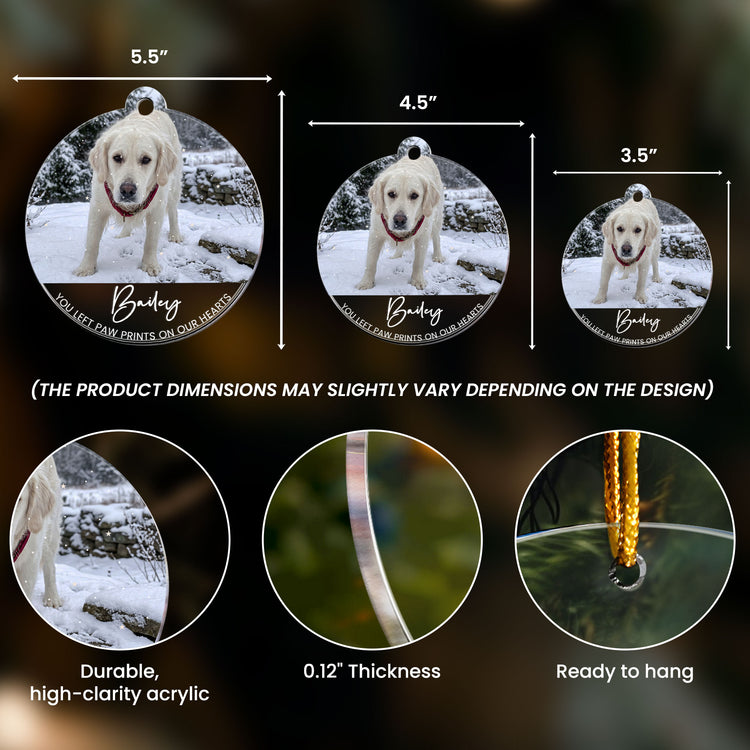 You Left Paw Prints On Our Hearts Custom Photo Pet Loss Christmas Gifts - Personalized Ornament 5