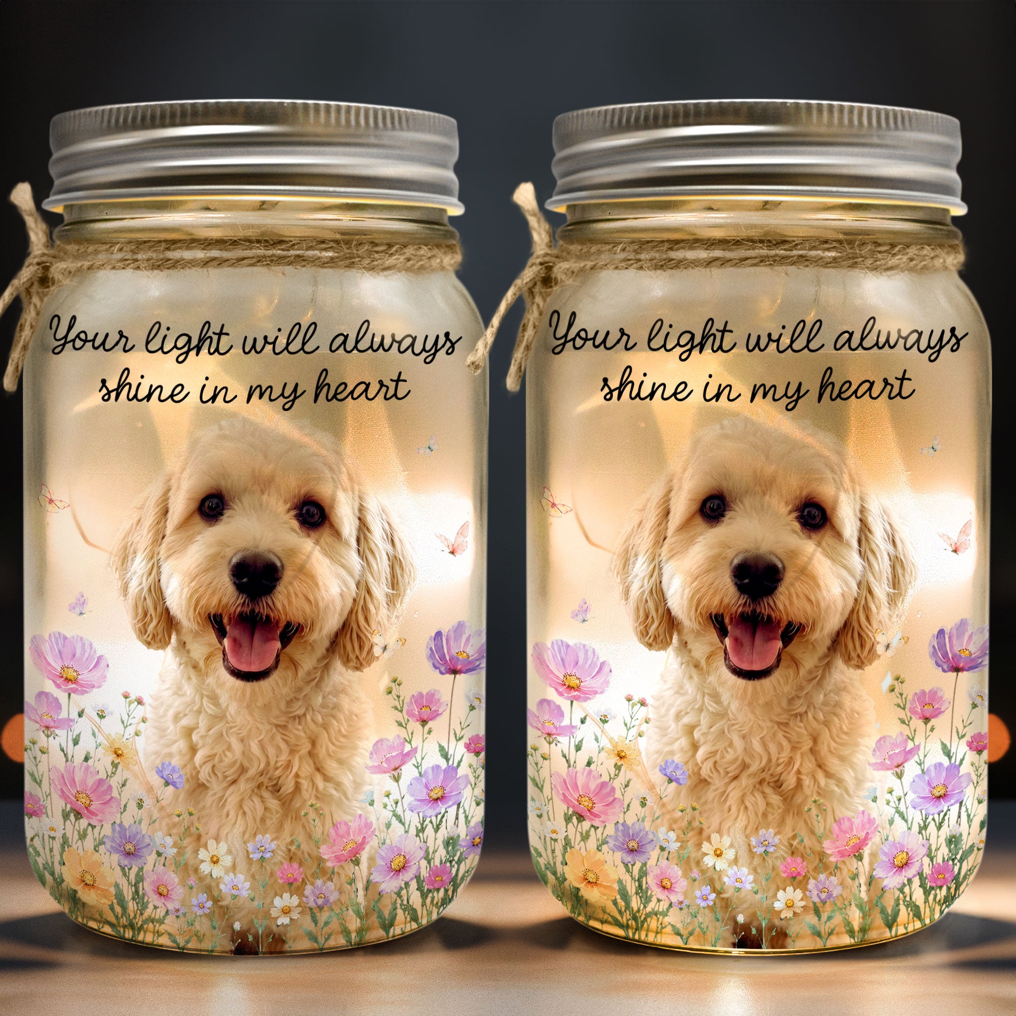 Your Light Will Always Shine In My Heart Pet Loss Gifts Custom Photo - Personalized Night Light 2