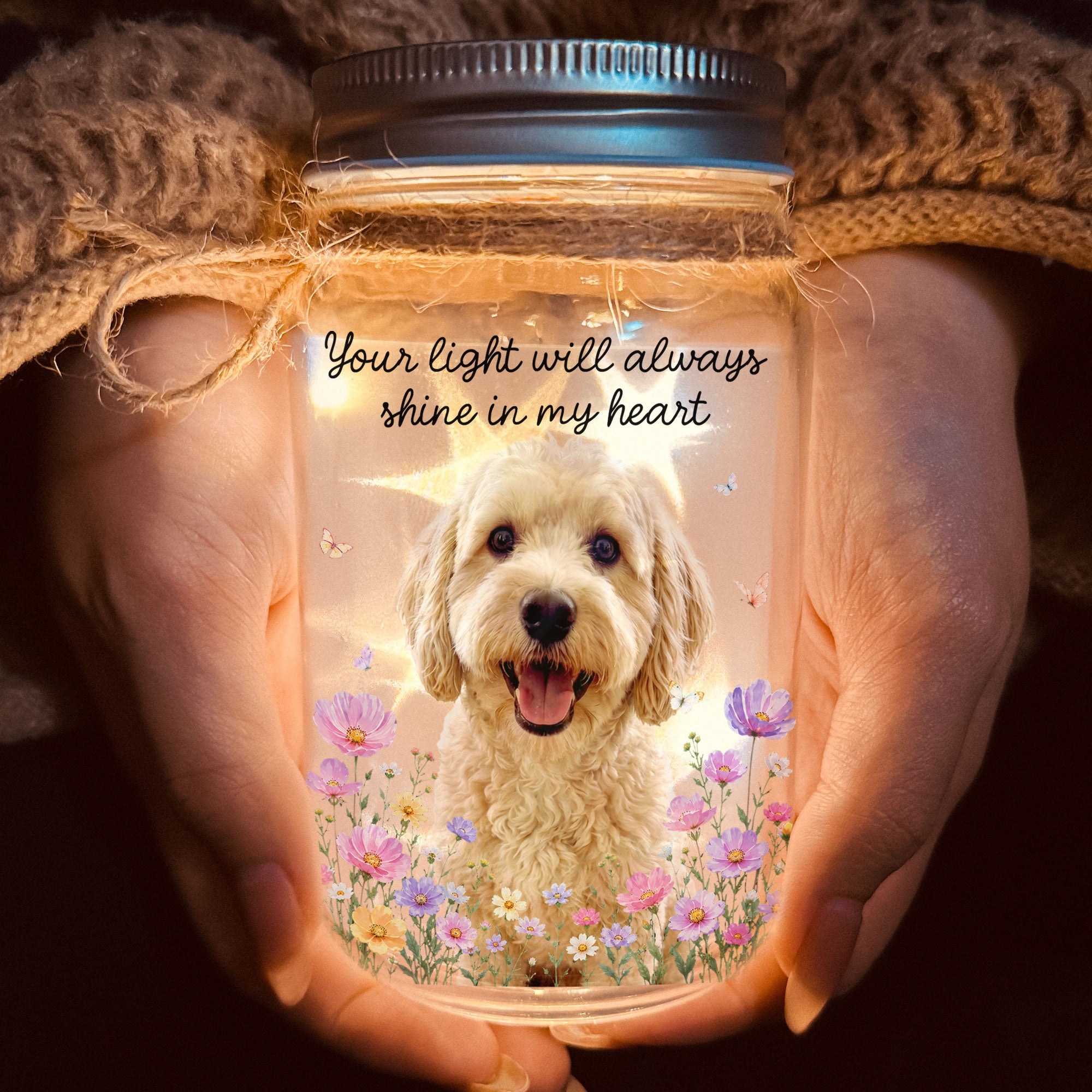 Your Light Will Always Shine In My Heart Pet Loss Gifts Custom Photo - Personalized Night Light 3