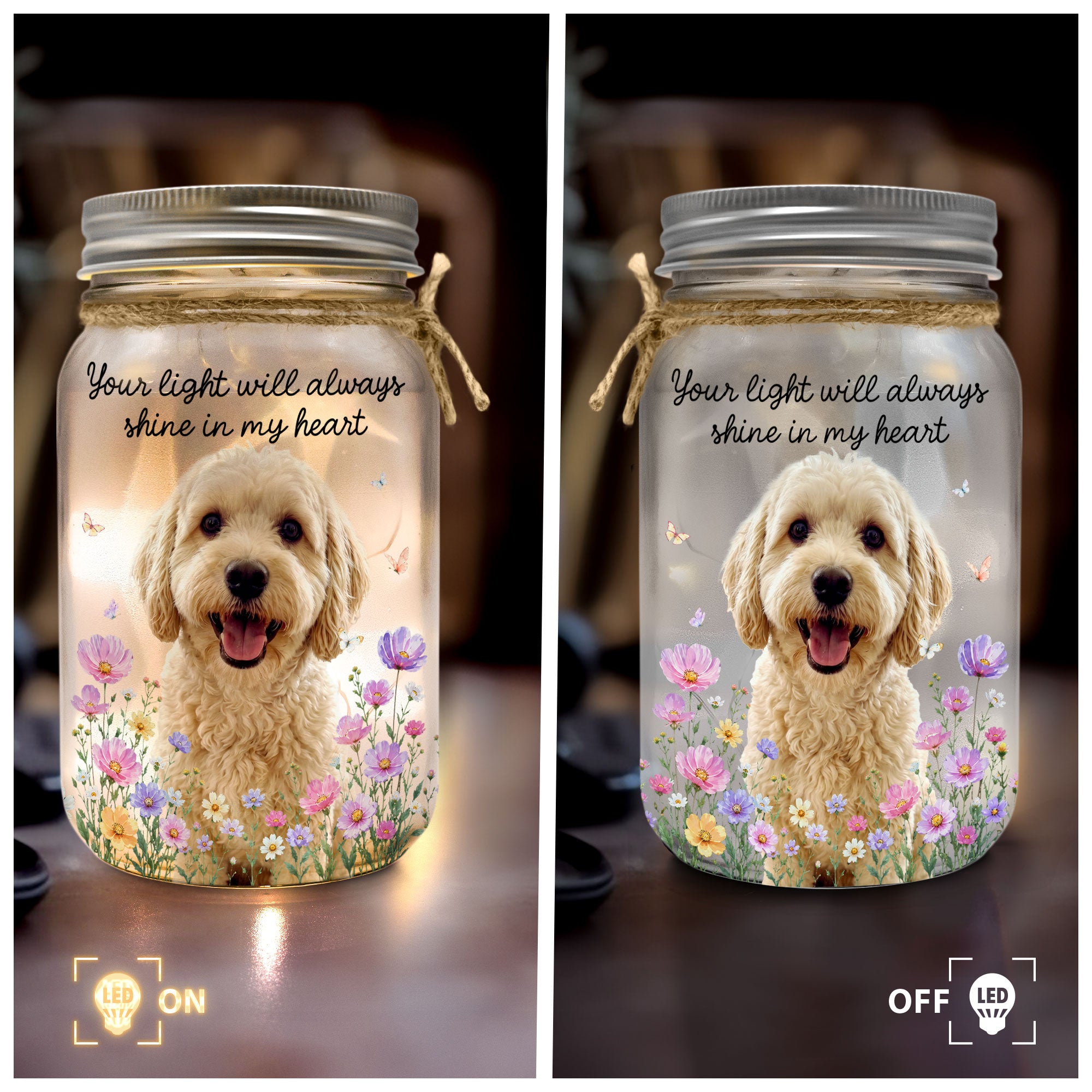 Your Light Will Always Shine In My Heart Pet Loss Gifts Custom Photo - Personalized Night Light 5
