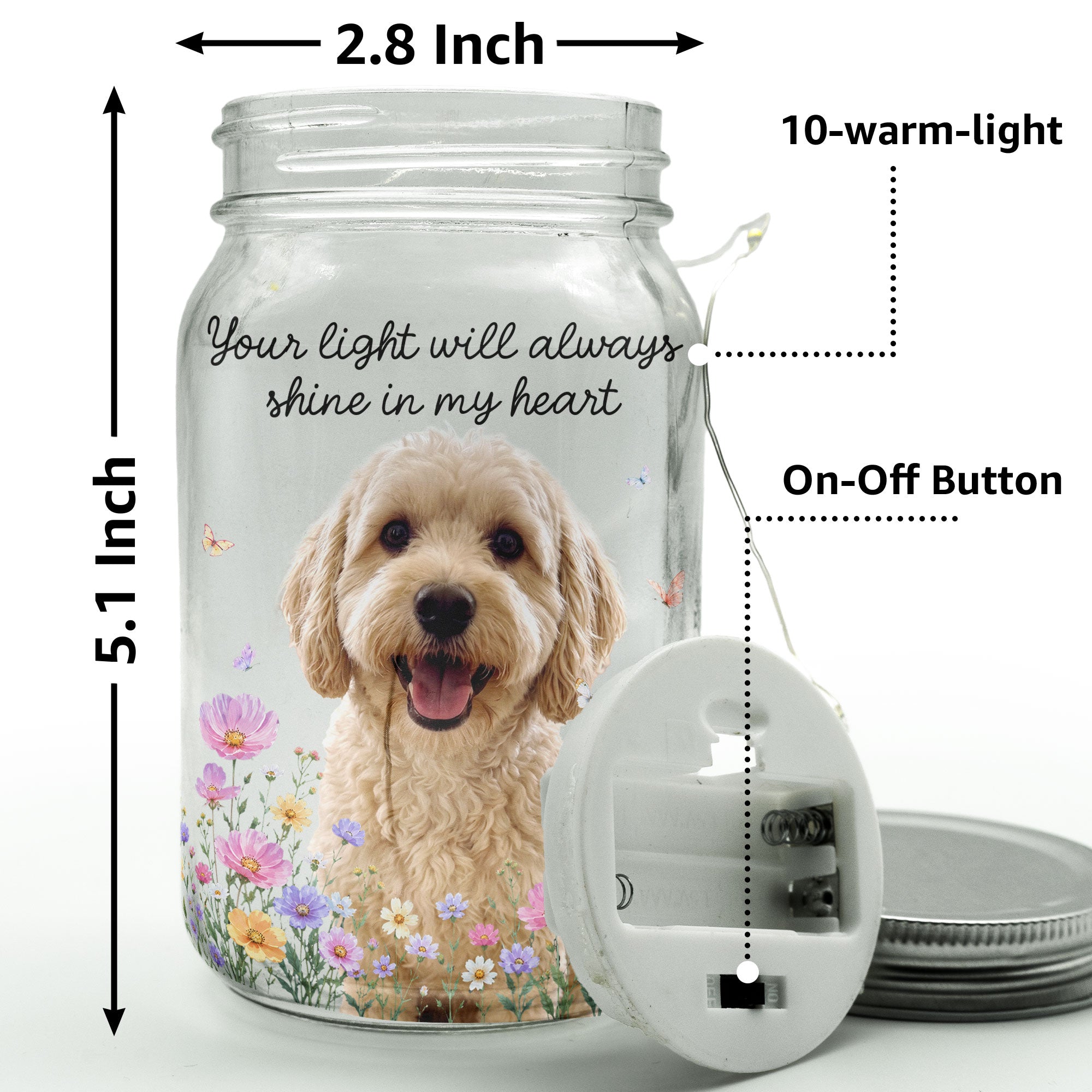 Your Light Will Always Shine In My Heart Pet Loss Gifts Custom Photo - Personalized Night Light 6