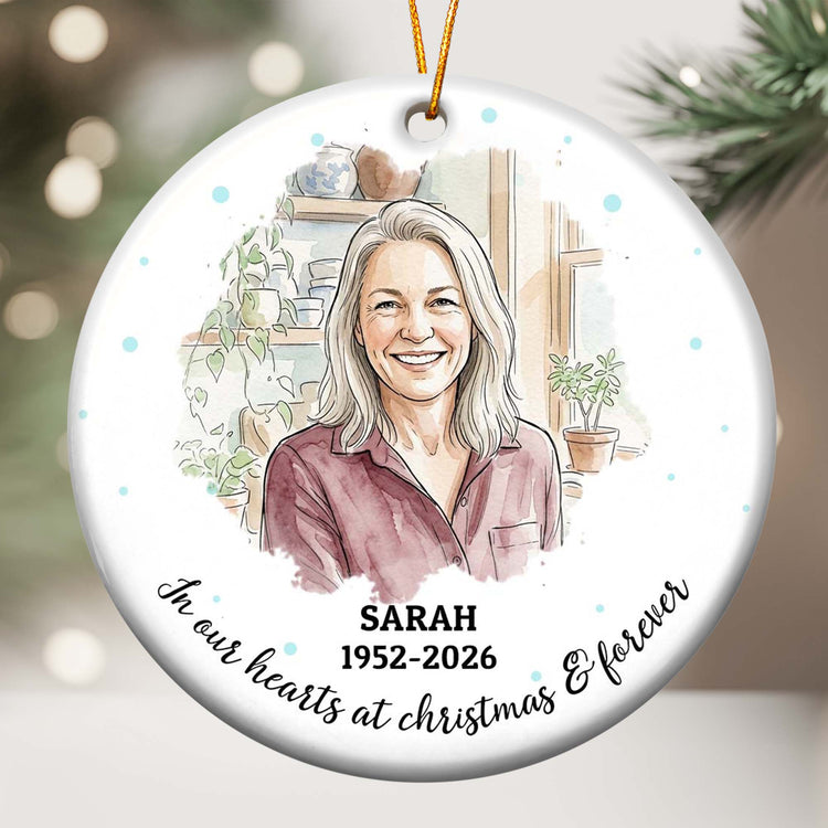 Your Wings Were Ready Custom Photo Watercolor Memorial Christmas Gifts - Personalized Ornament 2