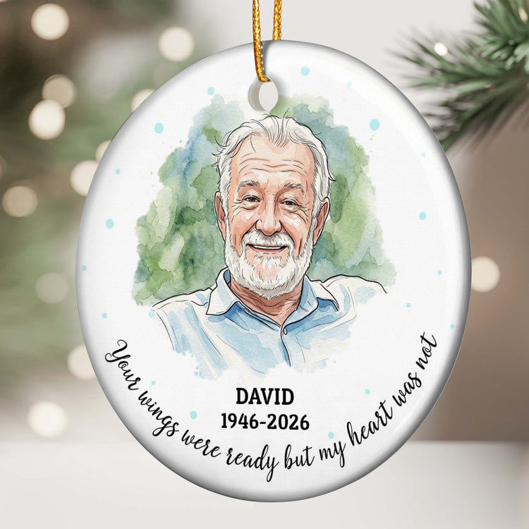 Your Wings Were Ready Custom Photo Watercolor Memorial Christmas Gifts - Personalized Ornament 4