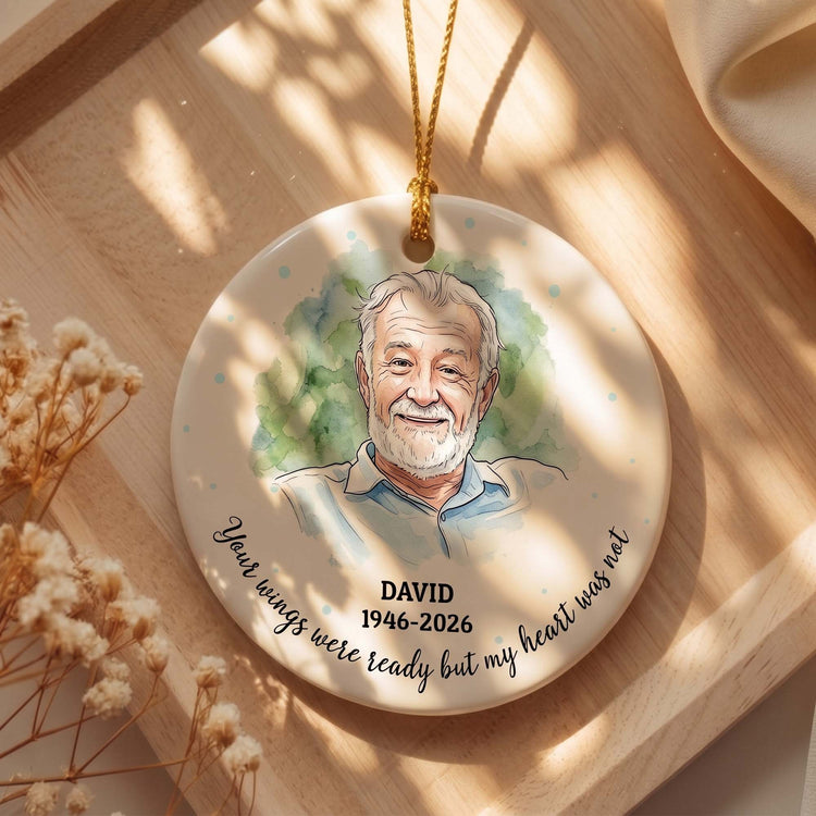 Your Wings Were Ready Custom Photo Watercolor Memorial Christmas Gifts - Personalized Ornament 6