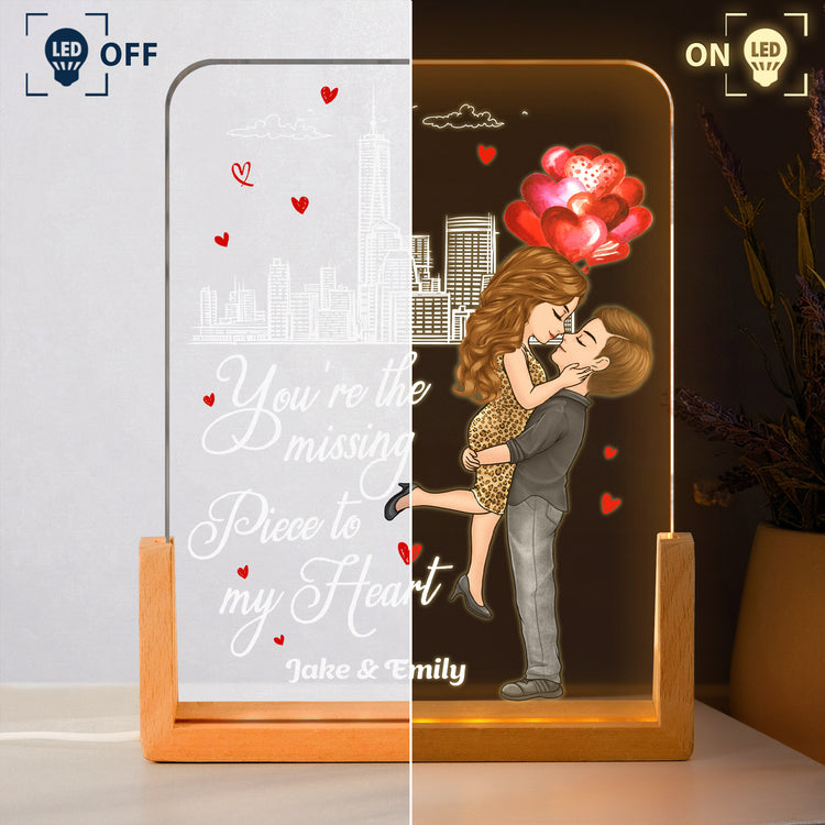 You're The Missing Piece To My Heart Anniversary Gifts For Wife, Girlfriend - Personalized Night Light 3