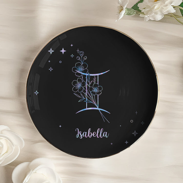 Zodiac Academy Mystical Birth Month Flower Gift For Her - Personalized Jewelry Dish 4