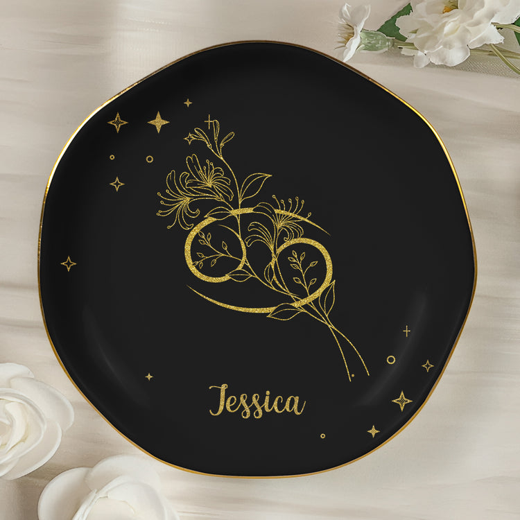 Zodiac Academy Mystical Birth Month Flower Gift For Her - Personalized Jewelry Dish 6