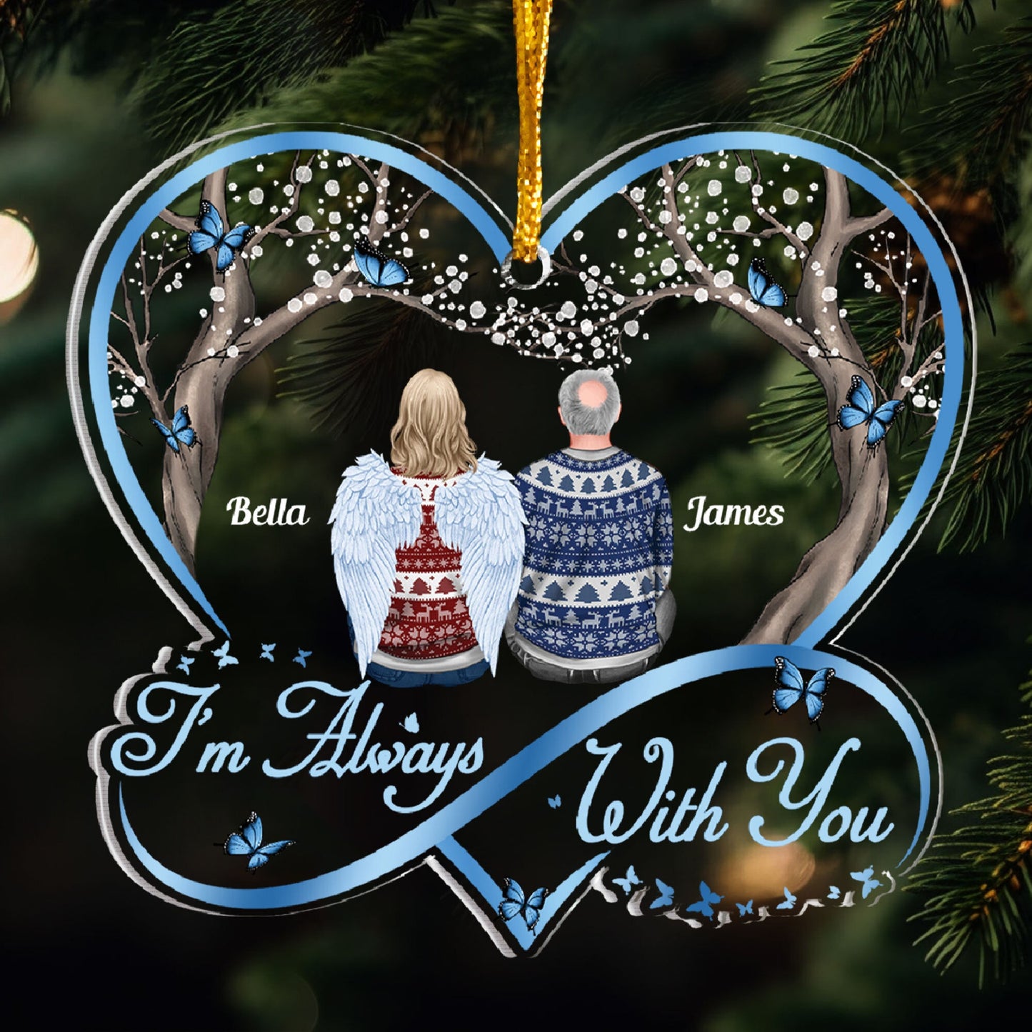 I'm Always With You New - Personalized Heart Shaped Acrylic Ornament