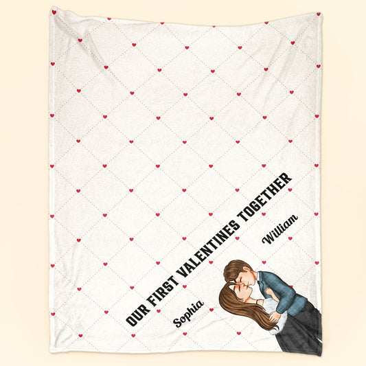 Our First Valentines Together - Personalized Couple Blanket