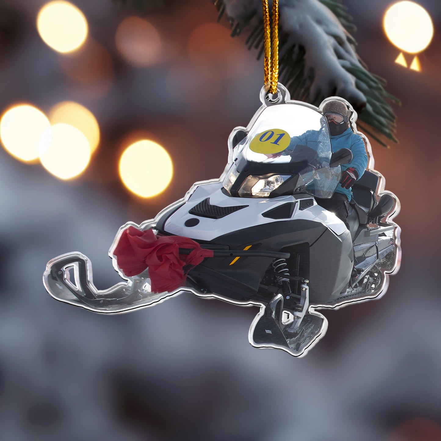 Snowmobiling Gifts For Snowmobile Lovers - Personalized Acrylic Photo Ornament