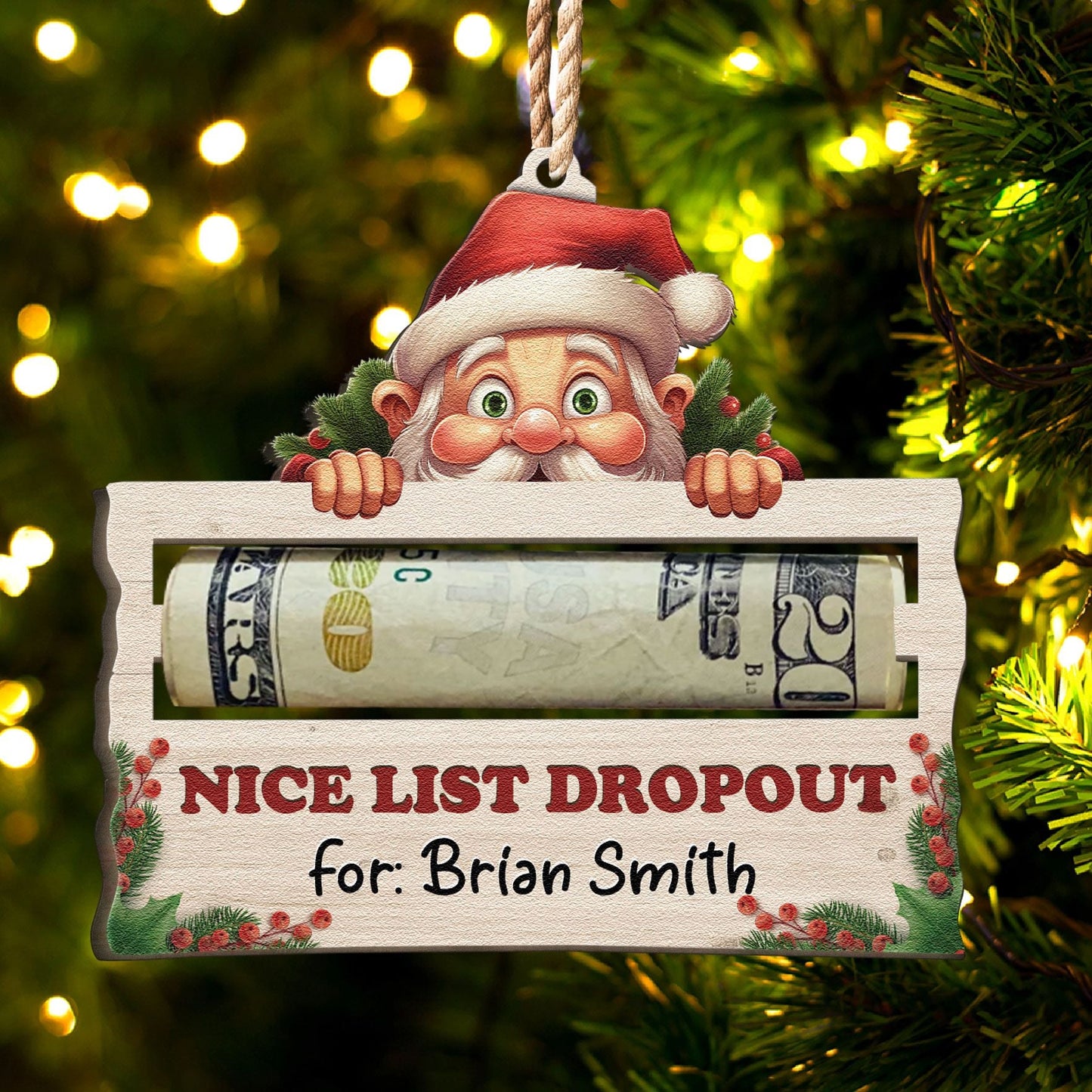 Nice List Dropout - Personalized Wooden Ornament