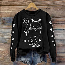 Cute Cat With Paw On Sleeve - Sweatshirt