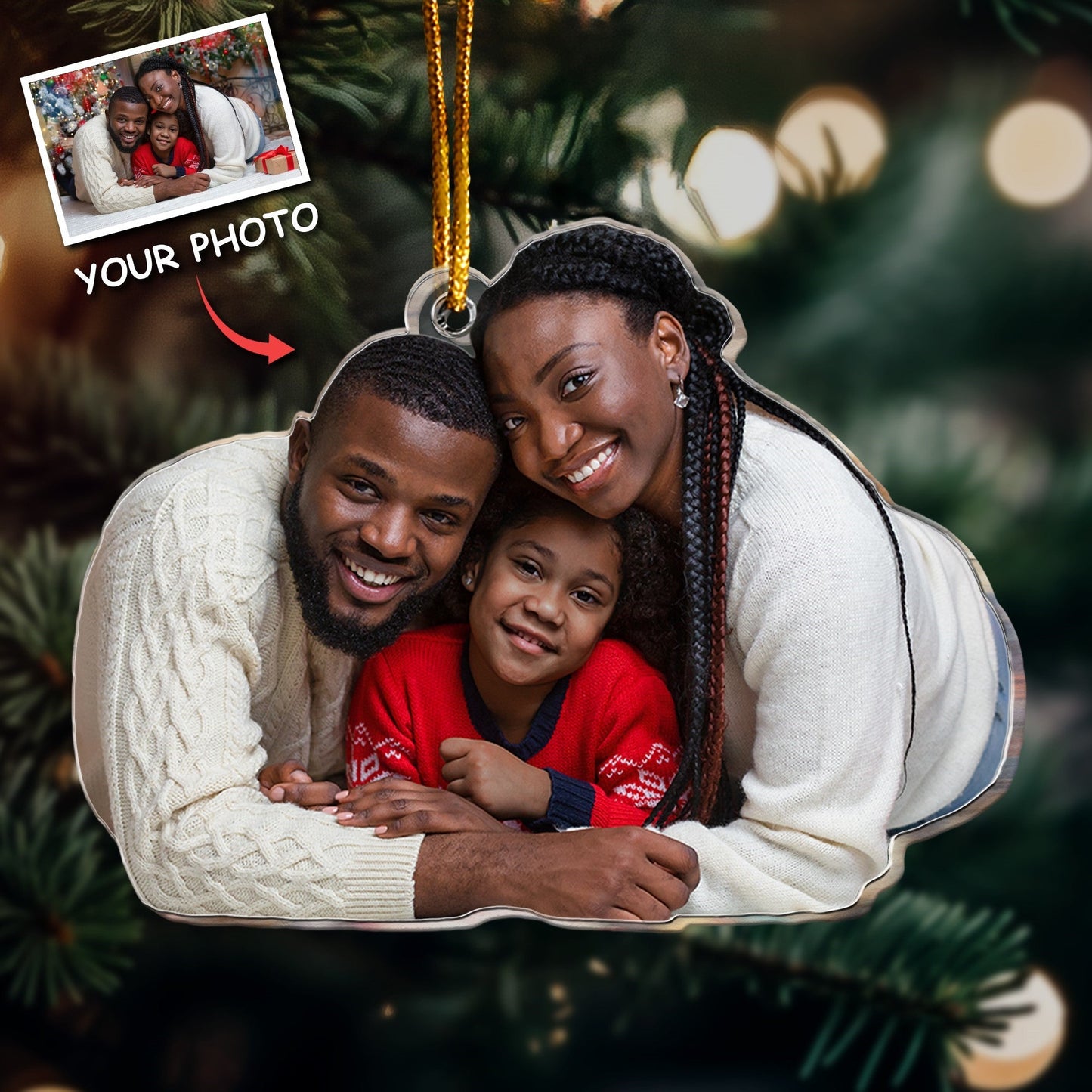 Happy Family Gift - Personalized Acrylic Photo Ornament