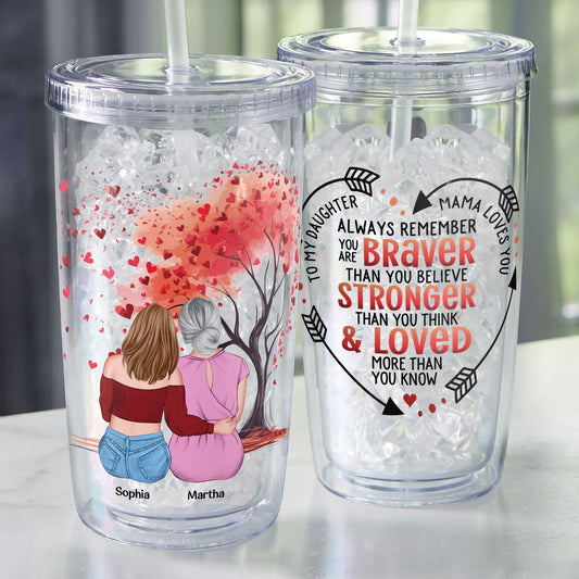 Mama Loves You - Personalized Acrylic Tumbler With Straw