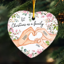 1st Christmas As A Family  - Personalized Heart Shaped Ceramic Ornament