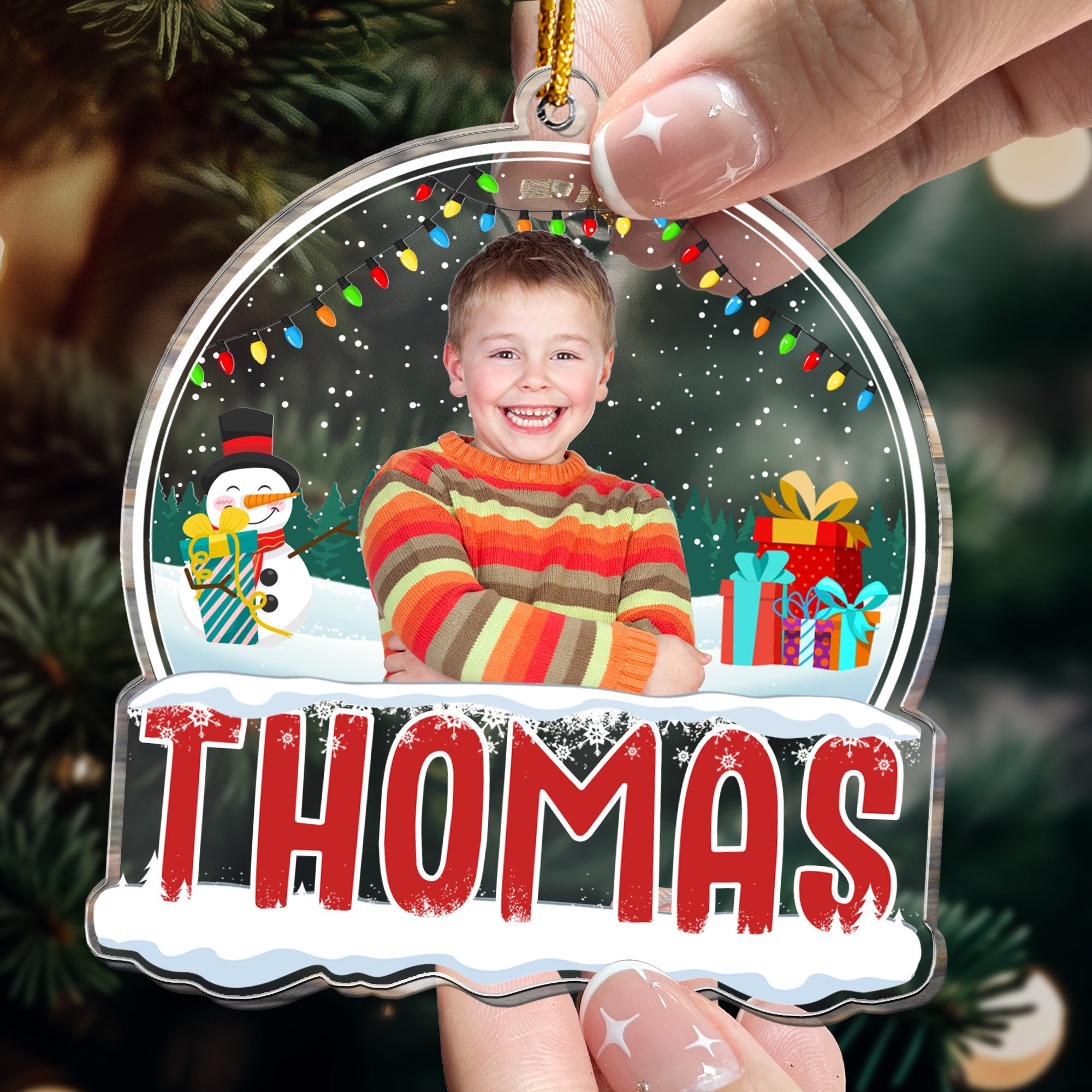 2024 Kids Custom Christmas Names - Personalized Kids Photo Ornament