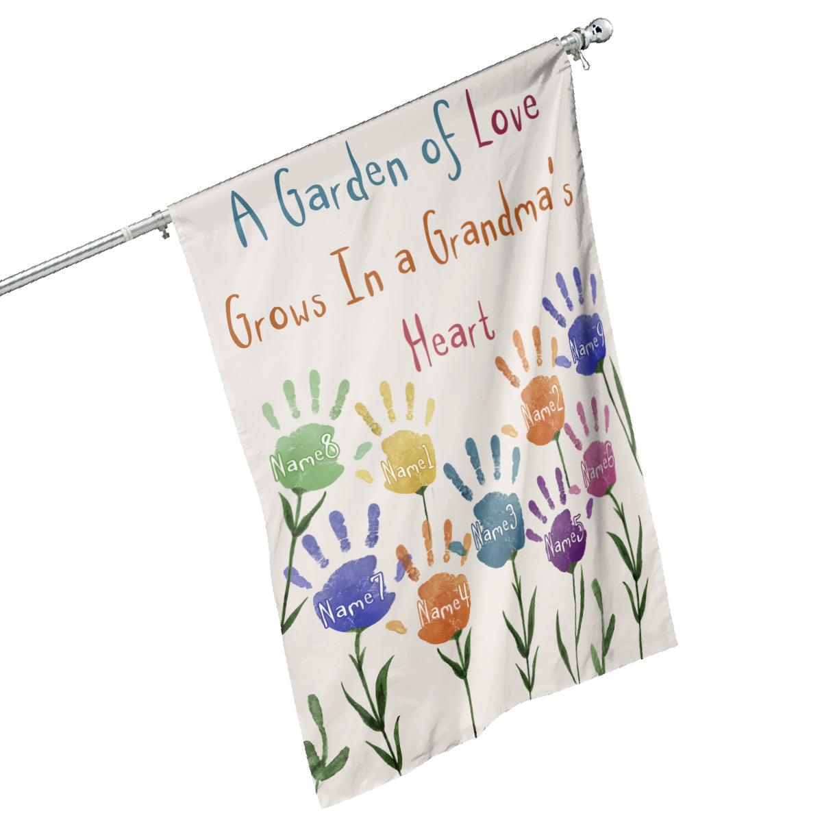 A Garden Of Love Grows In A Grandma's Heart, Family Custom Flag, Gift For Grandma-Macorner