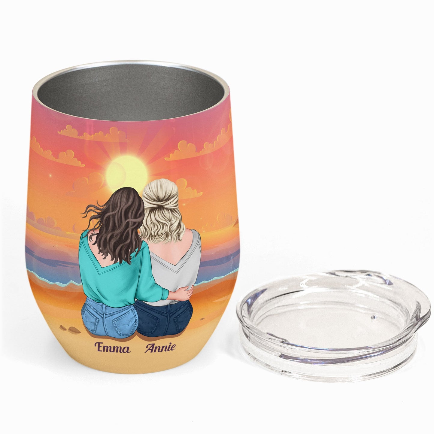 Mother & Daughter Forever Linked Together - Personalized Wine Tumbler - Birthday, Loving Gift For Mom, Mother, Daughter