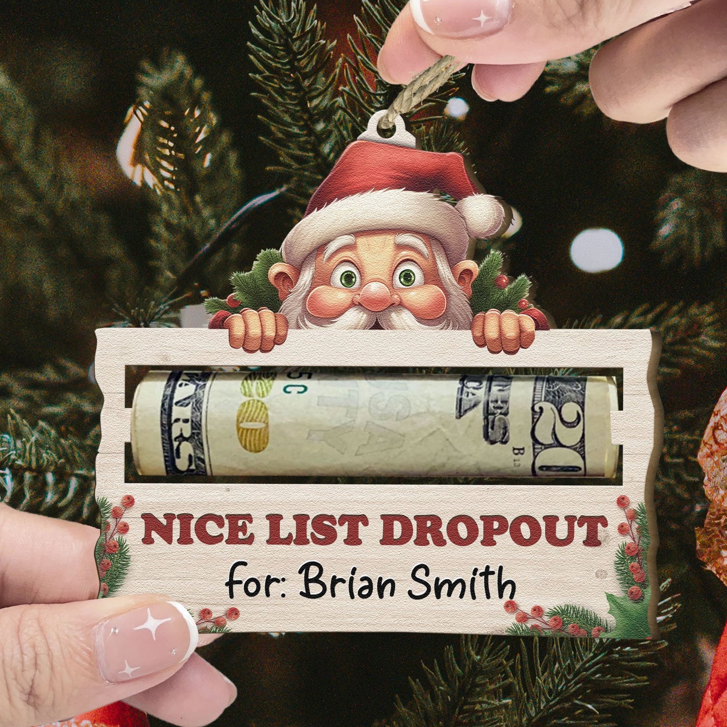 Nice List Dropout - Personalized Wooden Ornament