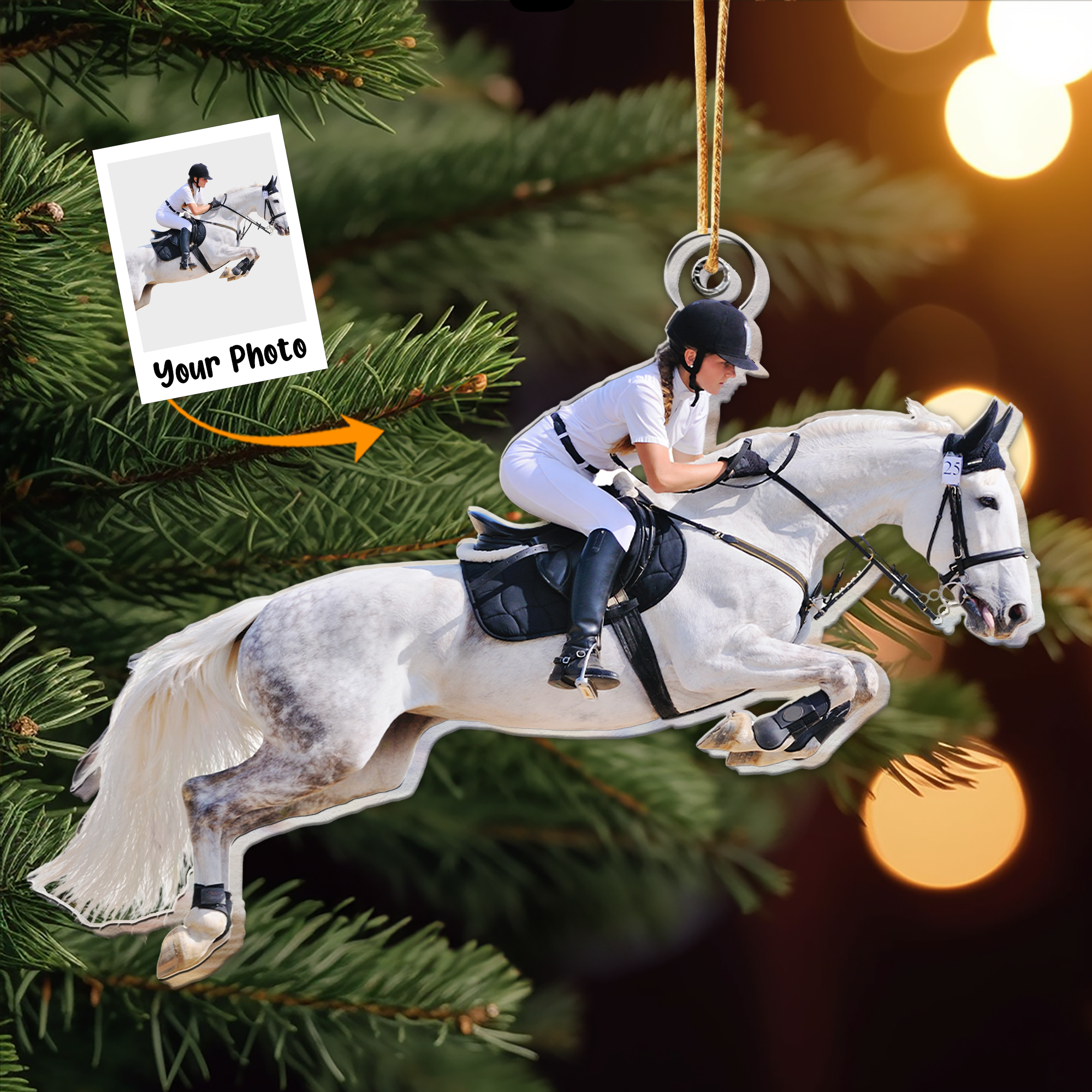 Horse Riding Equestrian Lover Gift - Personalized Acrylic Photo Ornament