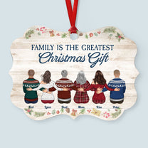 The Love Of Family Is Life's Greatest Blessing - Personalized Aluminum Ornament - Christmas Gift Family Ornament For Dad, Mom, Brothers, Sisters - Family Hugging