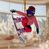 Snowboarding Gift Presents For Snowboarders - Personalized Acrylic Photo Ornament