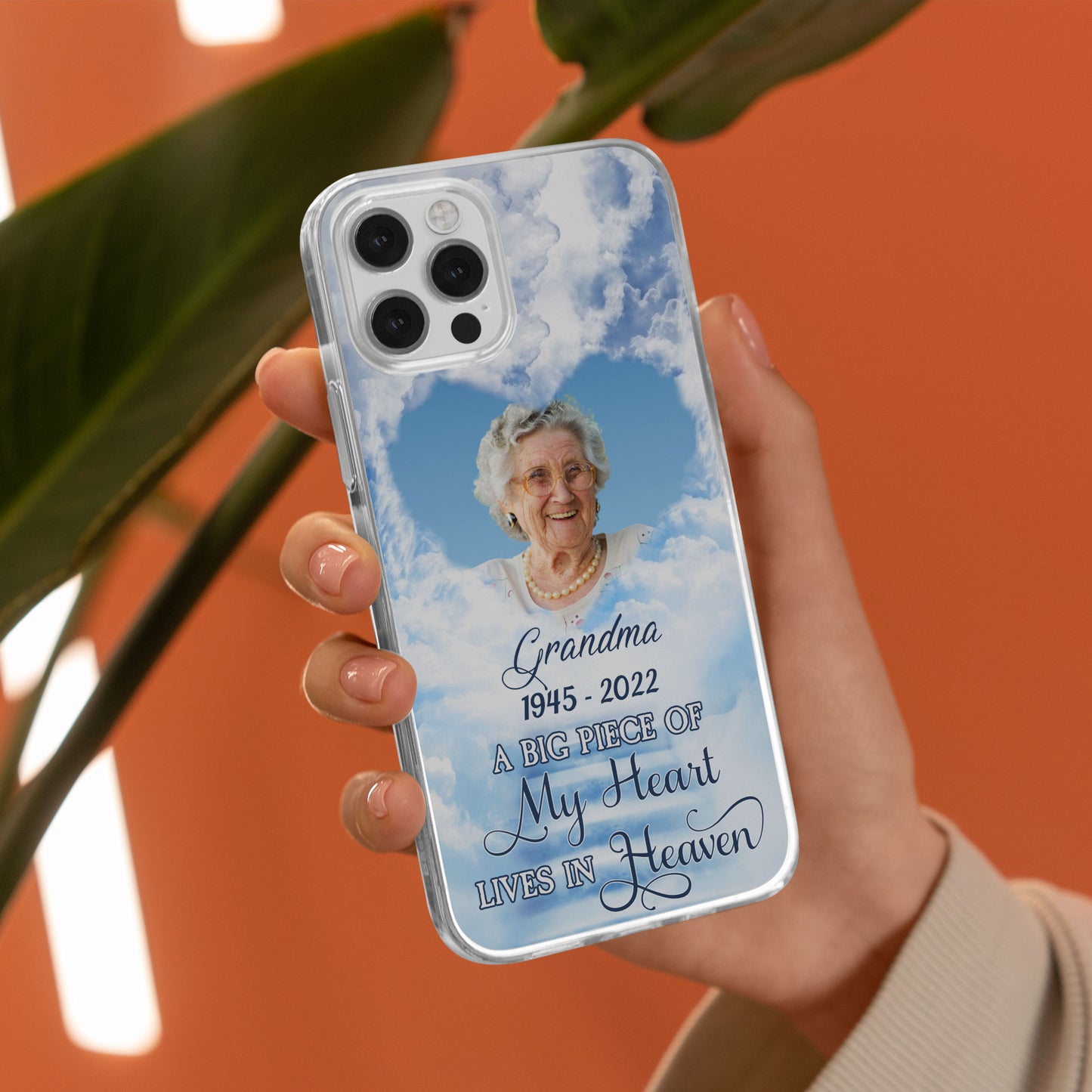 A Big Piece Of My Heart Lives In Heaven - Personalized Clear Phone Case