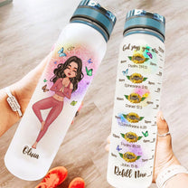 Yoga Girls - Personalized Water Bottle With Time Marker - Birthday, Mother's Day Gift For Meditatiton Girls, Yoga Mom