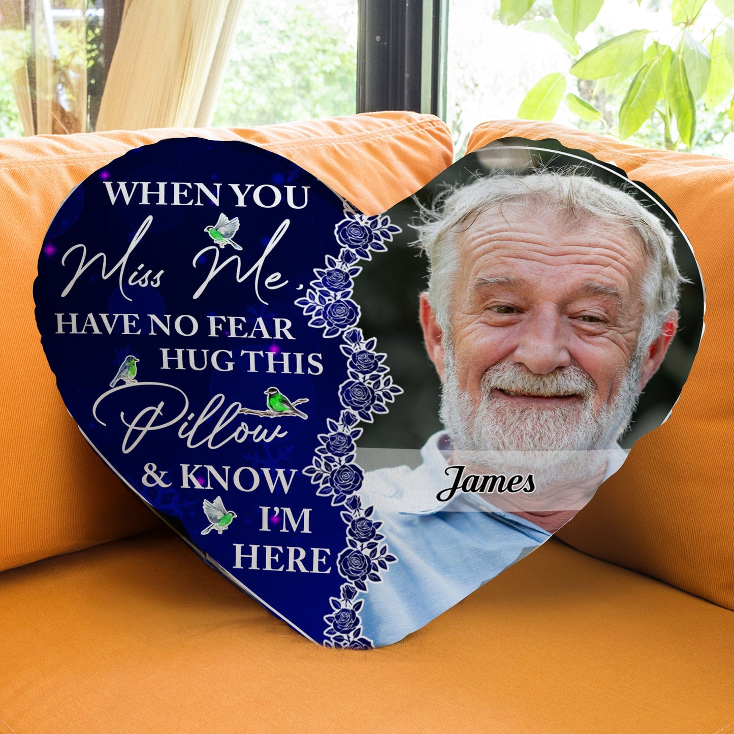 Memorial Gift Hug This Pillow & Know I'm Here - Custom Shaped Photo Pillow